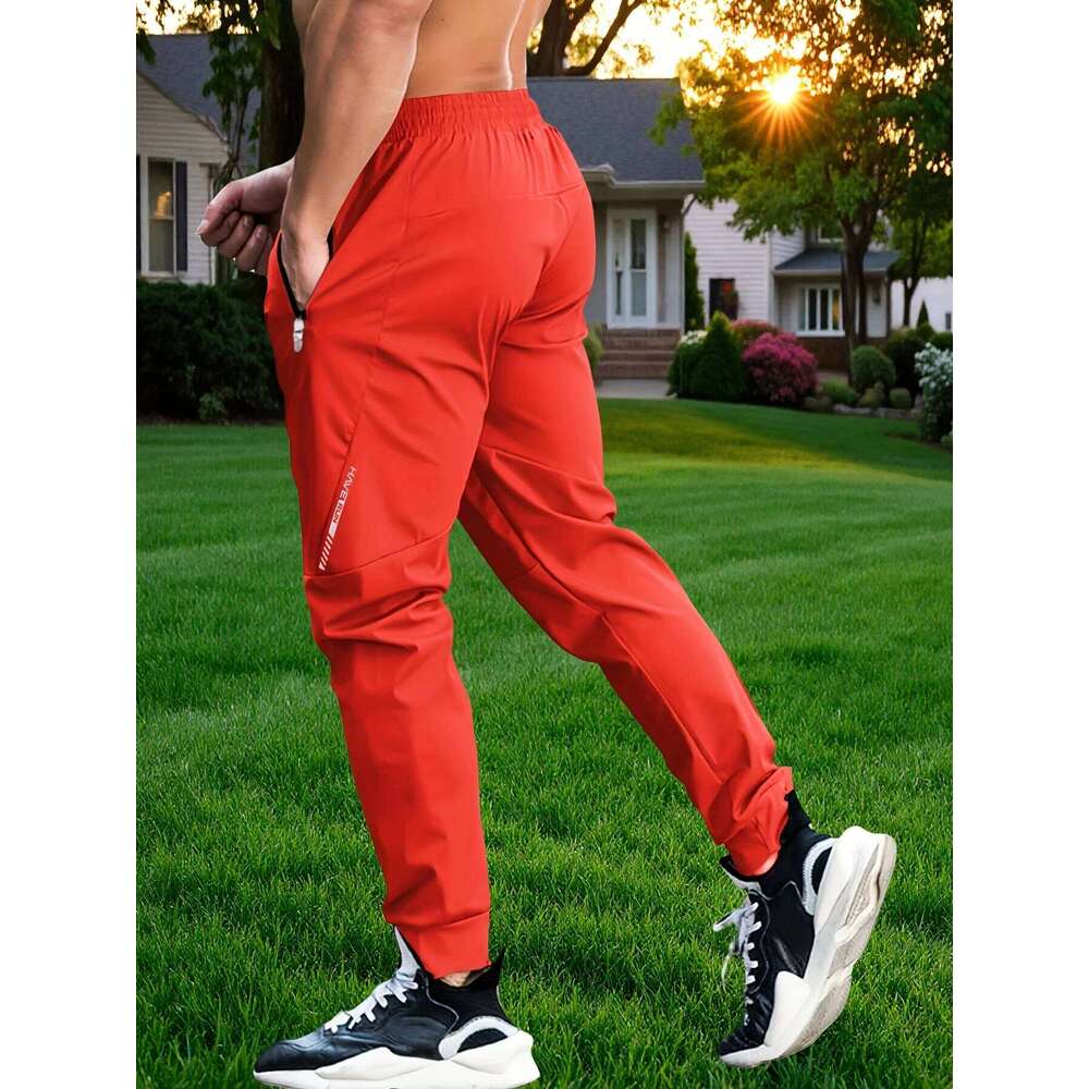 Outdoor Leisure Sports Lightweight Nine-minute Quick-drying Fashion Thin Men's Pants Jogging Hooded Drawstring Work Pants.