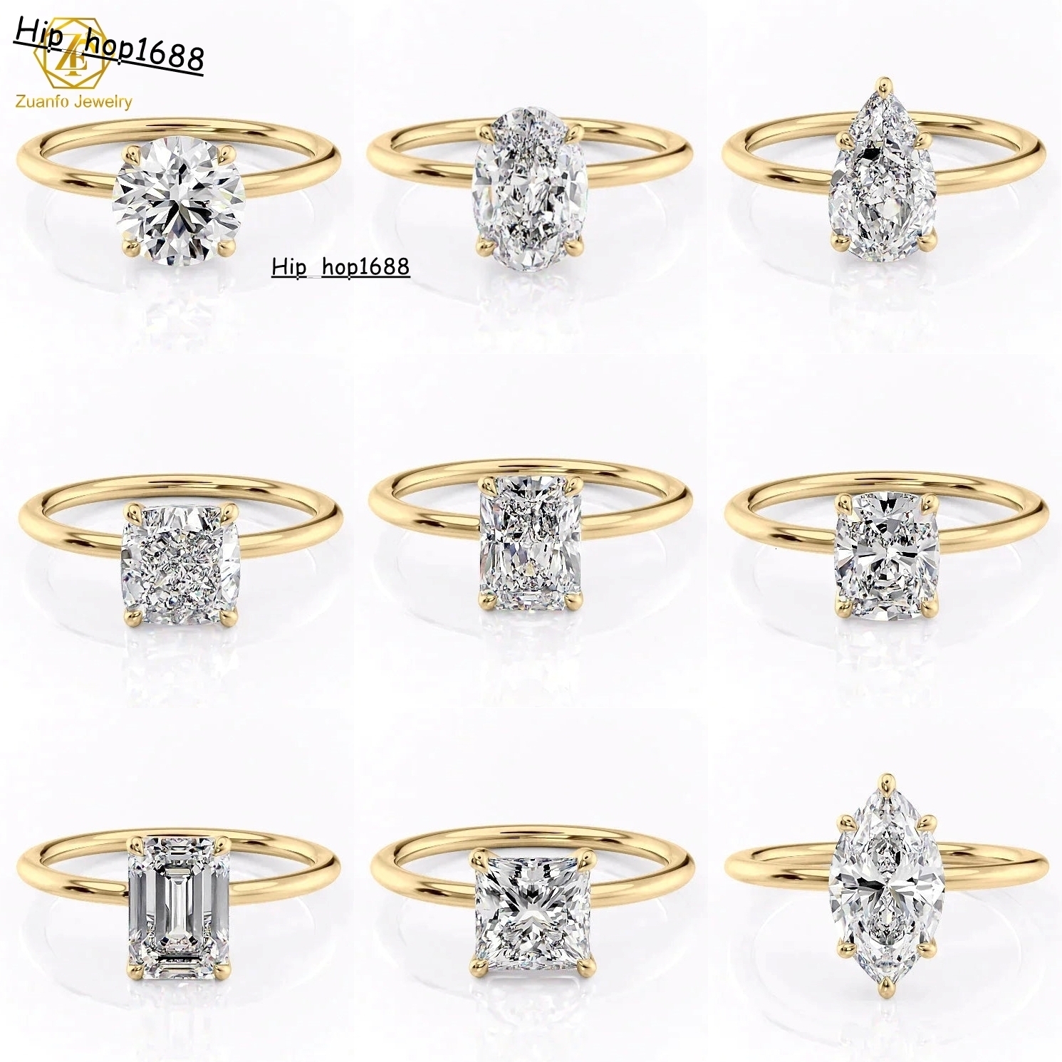 10k 14k 18k Gold Cvd D VVS VS Lab Grown Diamond Ring1ct 2ct Round Oval Cushion 4prong Lab Grown Diamond Ring with IGI Certified