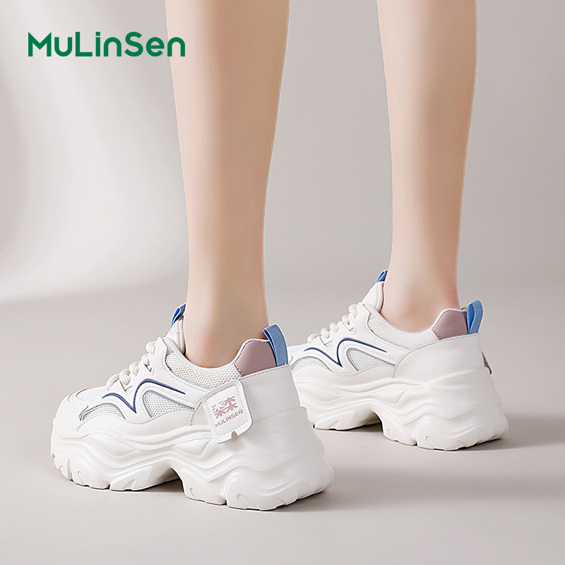 Mulinsen Italian small sailboat dad shoes women's 2025 spring and summer new white shoes comfortable all-match casual shoes