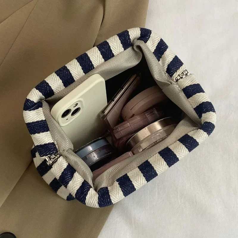 Summer Woven Crochet Purses for Women Beach Clutch Handbags 2025 Dumpling Hobo Casual Colorblock Bag Ladies Ruched Cloud Purse Y250729