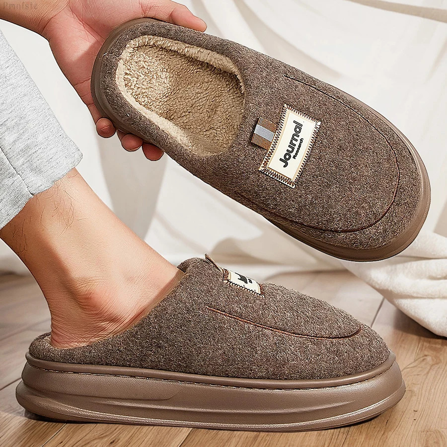 plus size mens house slippers fuzzy comfy memory foam soft couple shoes non-slip winter warm plush slippers 250725