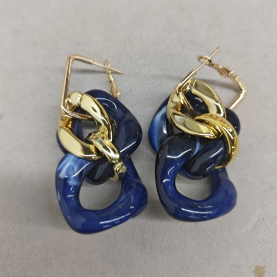 Sier Needle Acrylic Square Rhombus Tassel Pendant Hoop Versatile Fashion Niche Design Earrings