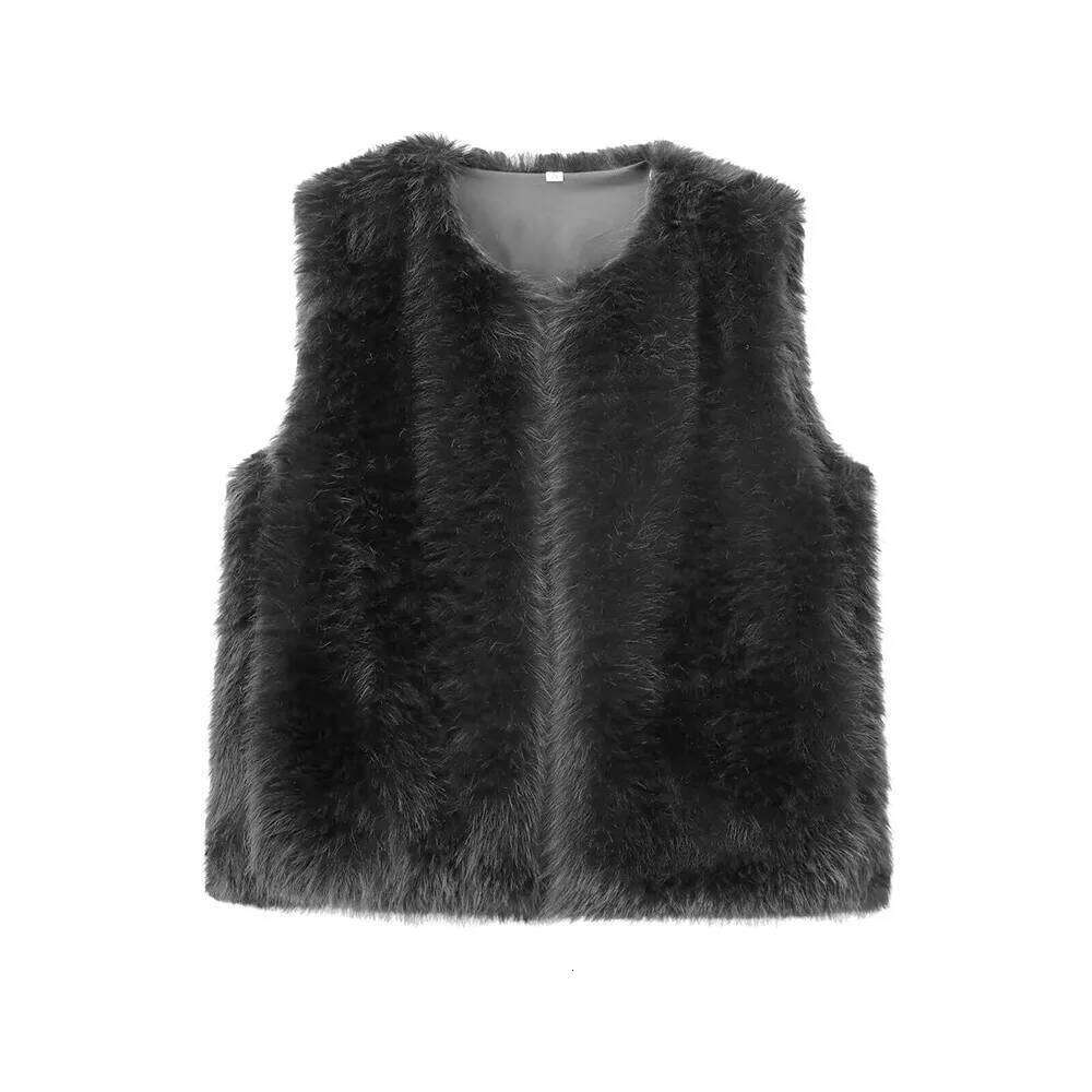 Autumn Winter New Fashionable Women's Clothing Casual Elegant Design Sense European And American Style Faux Fur Effect Vest
