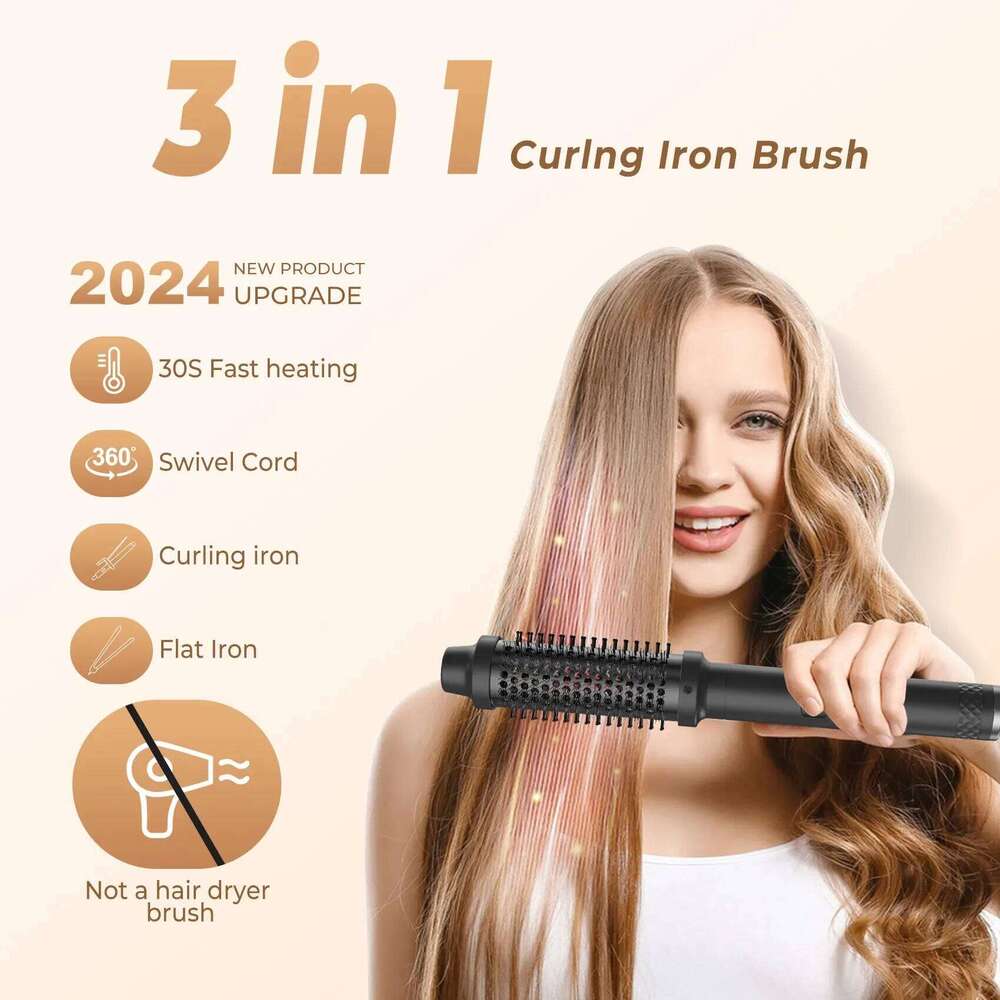 Thermal Brush,1.5 In Ionic Heated Round Brush Makes Hair Smoother, 110-240V 30S Fast Heating 5 Temperatures - Black