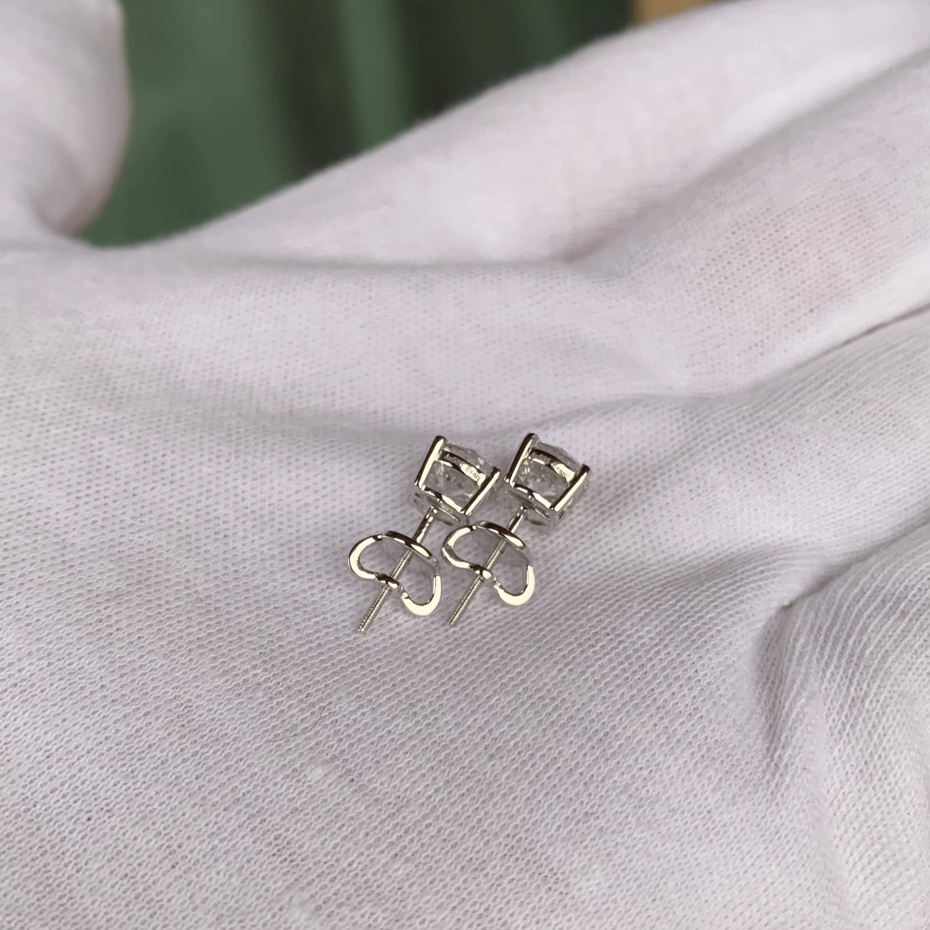 2 Carat Diamond Earrings Lab Grown CVD HPHT Diamonds 14k/18k Gold Stud Jewelry