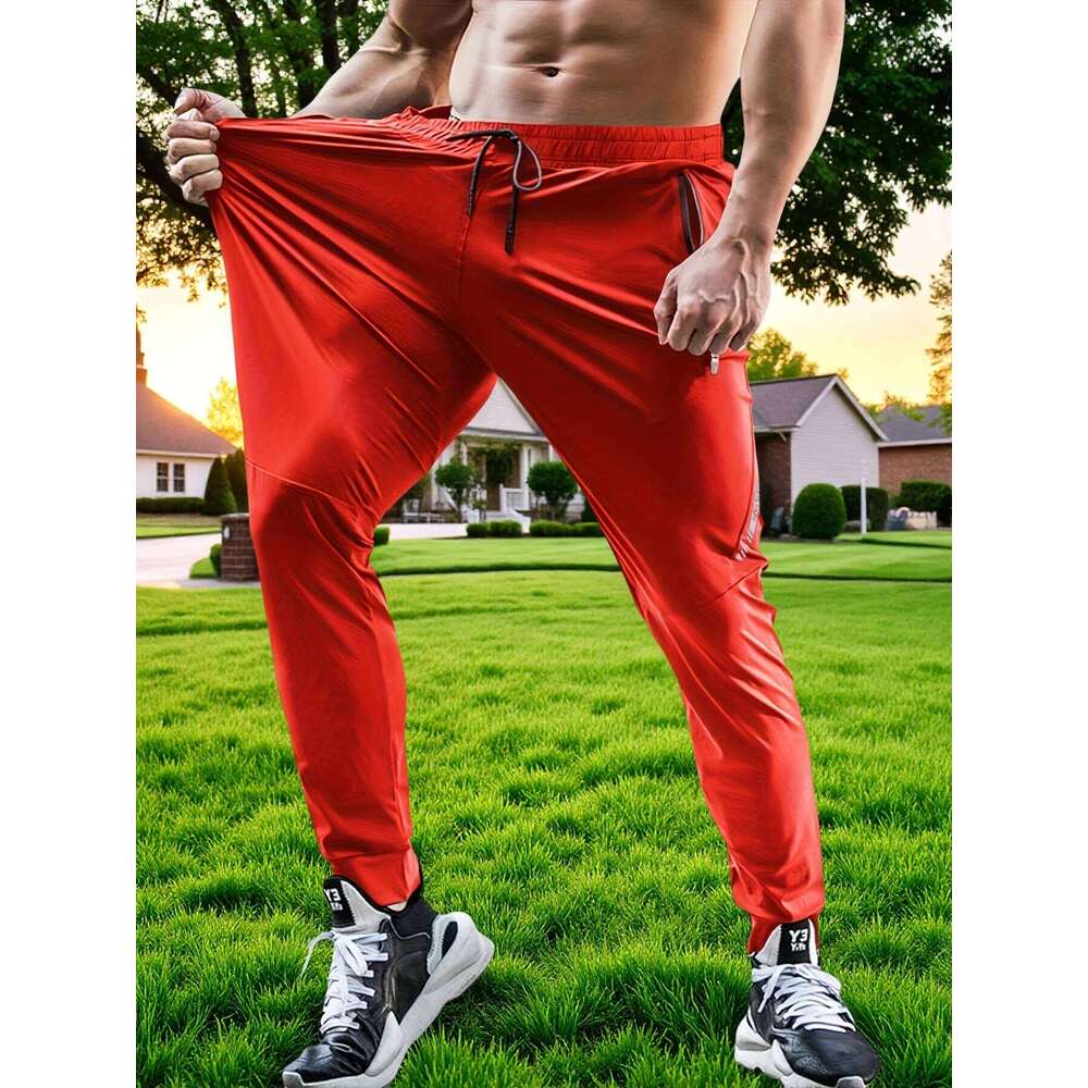Outdoor Leisure Sports Lightweight Nine-minute Quick-drying Fashion Thin Men's Pants Jogging Hooded Drawstring Work Pants.