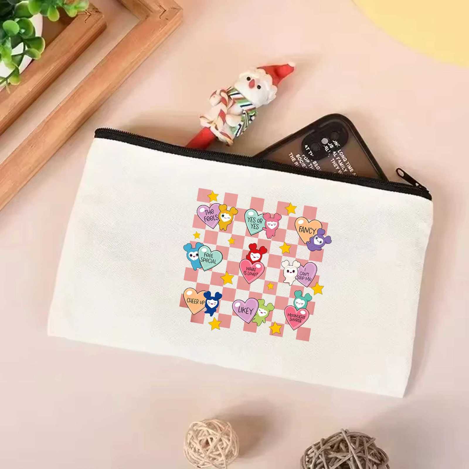 Twice Candy Heart Womens tote bag Lovelys Twice Cosmetic Bag Kpop Twice Aesthetic Canvas Bag Gift Cartoon Twice Member tote G250729