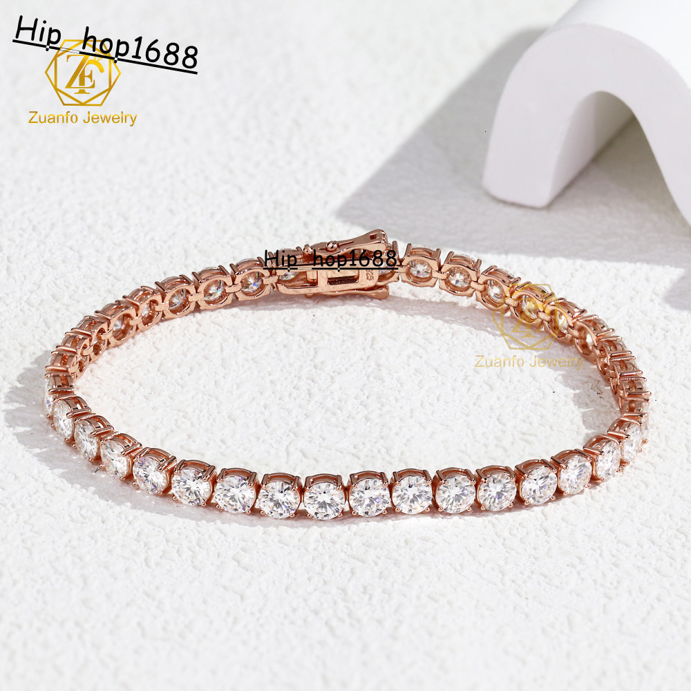 2025 New 2mm 3mm 4mm Round Gra Vvs 925 Sterling Silver Diamond Moissanite Tennis Chain Bracelet for Women