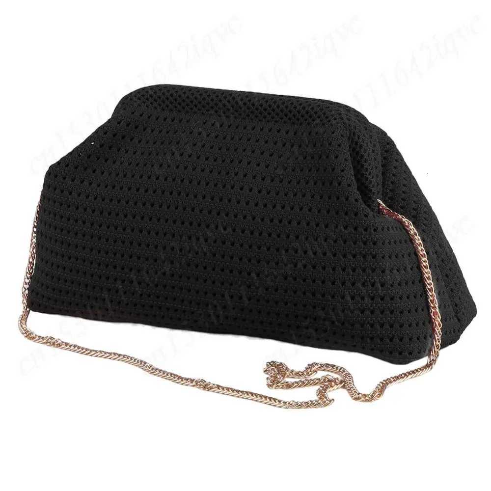 Women Crochet Solid Color Fashion Cloud Pouch Adjustable Shoulder Crossbody Bag Summer Woven Purse Dumpling Pouch Handbag Y250729