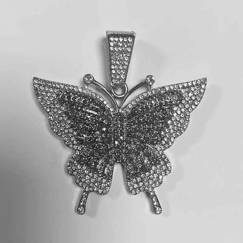 Hot Item Hip-Hop Style Necklace Fashion Alloy Full Dia Unisex Butterfly Pendant Cuban Chain