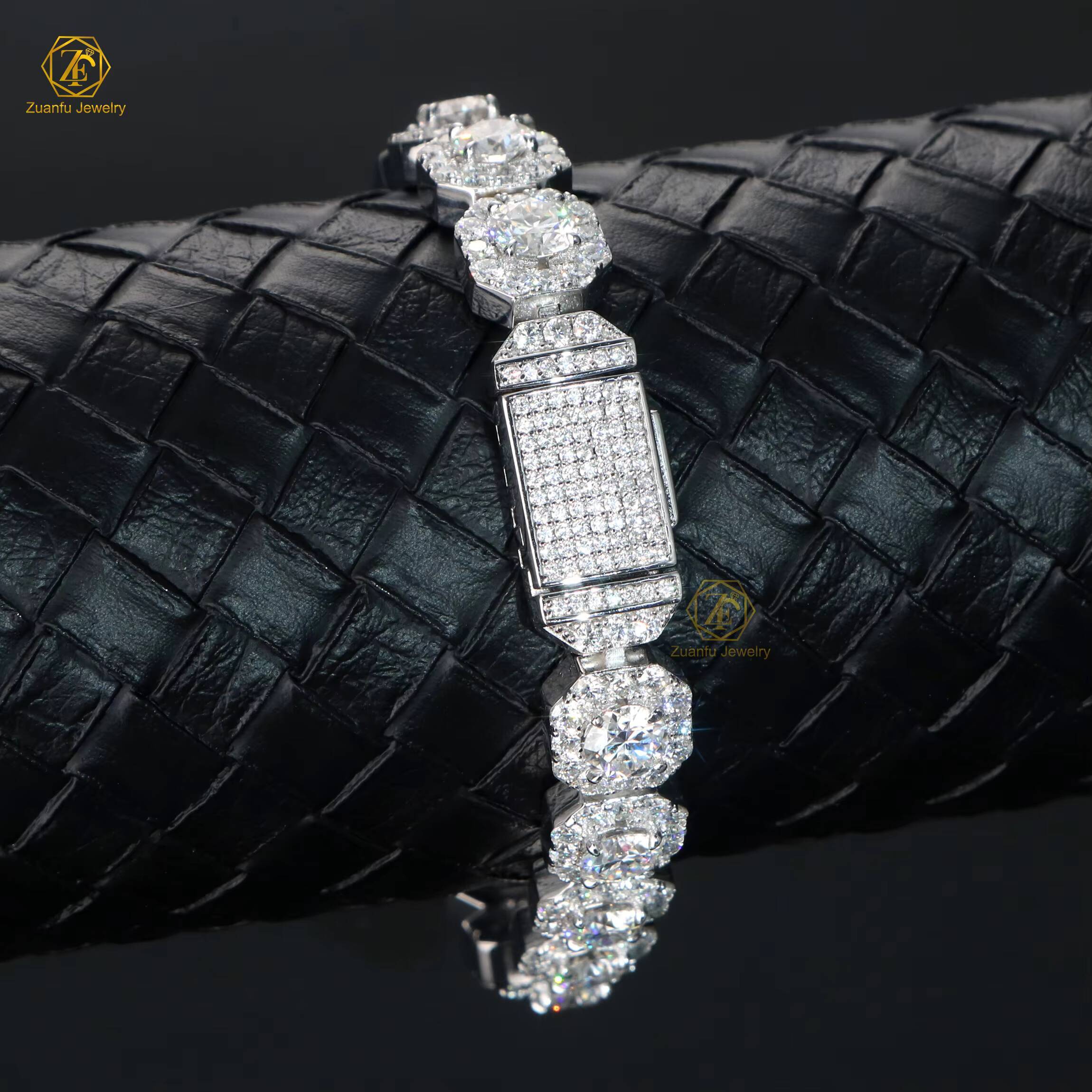 925 Silver Fashion Jewelry Iced out 11mm Moissanite Tennis Chain Bracelet for Women and Men