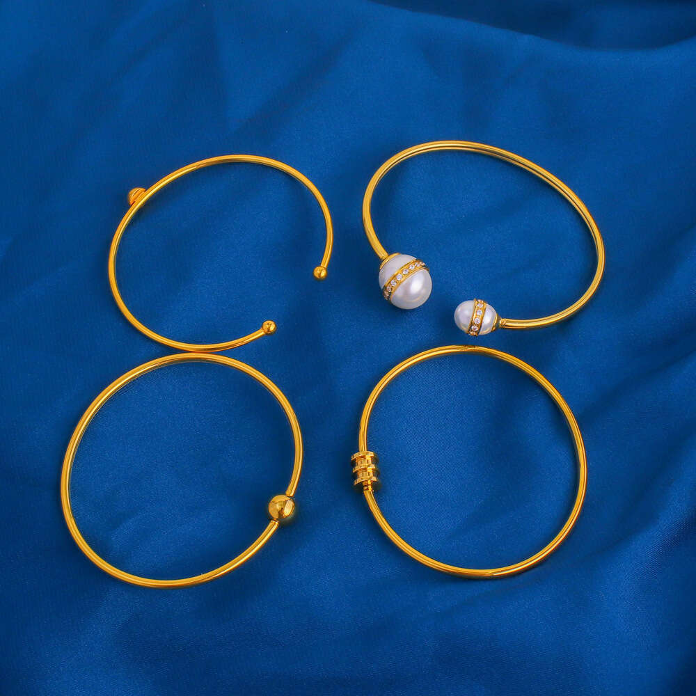 Fashion Stainless Steel Style Gold-Plated Small Waist Adjustable Plain Band Non-Fading Design Sense Bracelet