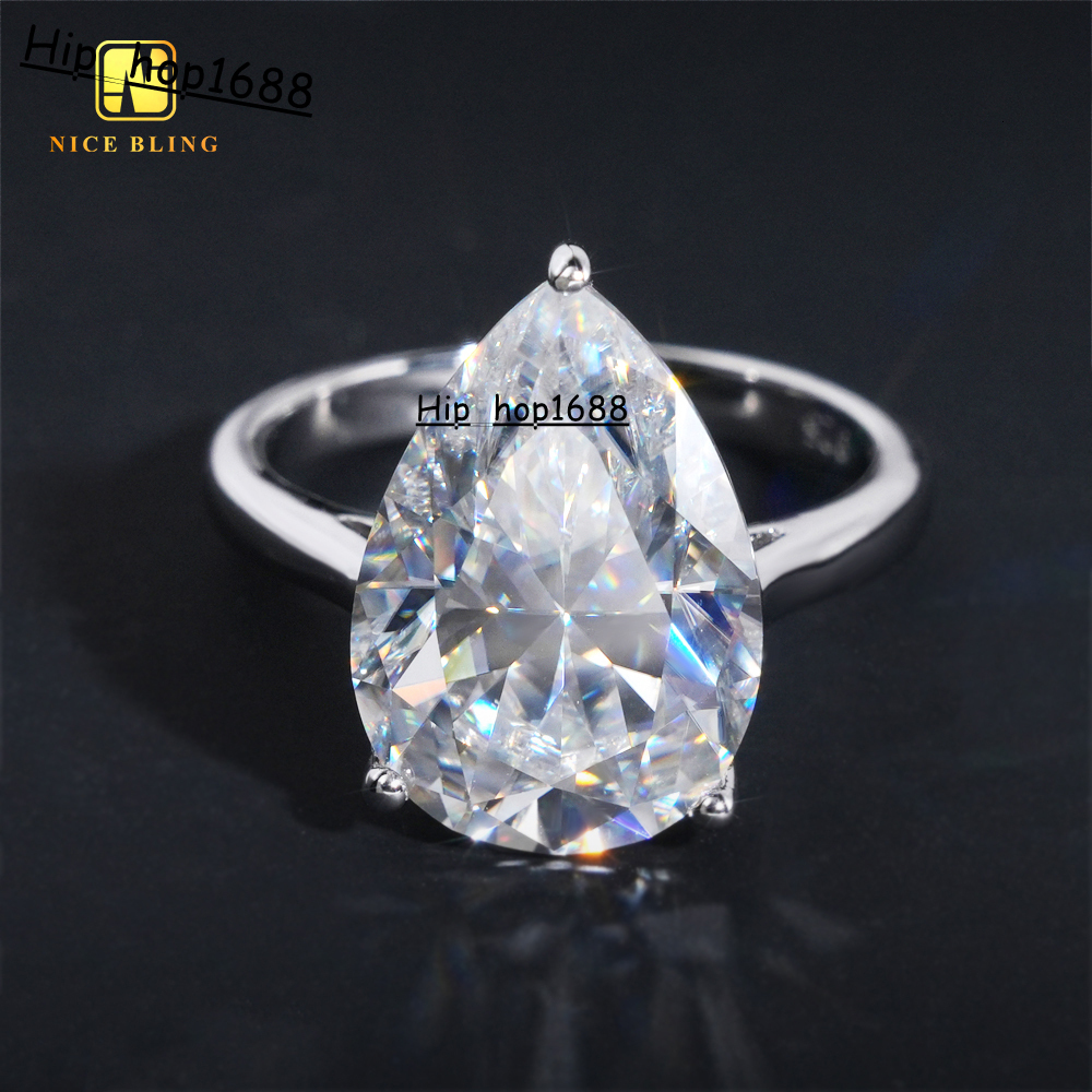 Pear Cut Big Moissanite Stone Wedding Ring 925 Sterling Silver VVS Moissanite Rings Jewelry Diamond Engagement Ring for Women