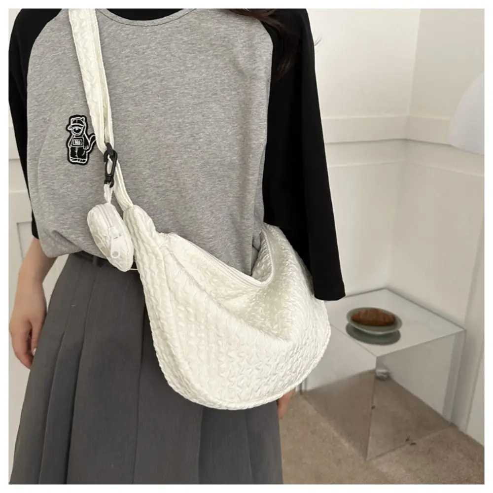 Ruched Design Sahel Bag Shoulder Bag Nylon Crossbody Bag Pleated Cloud Bag Korean Style Bag for Girl Wen Y250730