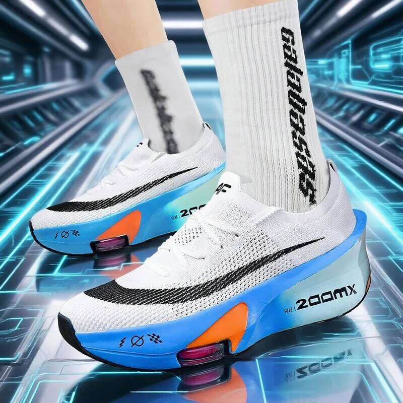 Men Running Shoes Carbon Plate Speciality Marathon Sports Breathable Lightweight Women's Comfortable Nonskid Leisure Sneakers