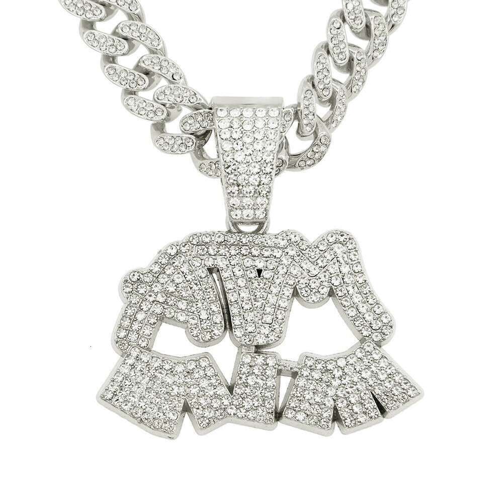 Full Dia Irregular Pattern Pendant Hip Hop Exaggerated Personality Alloy Cuban Chain Necklace Creative Jewelry