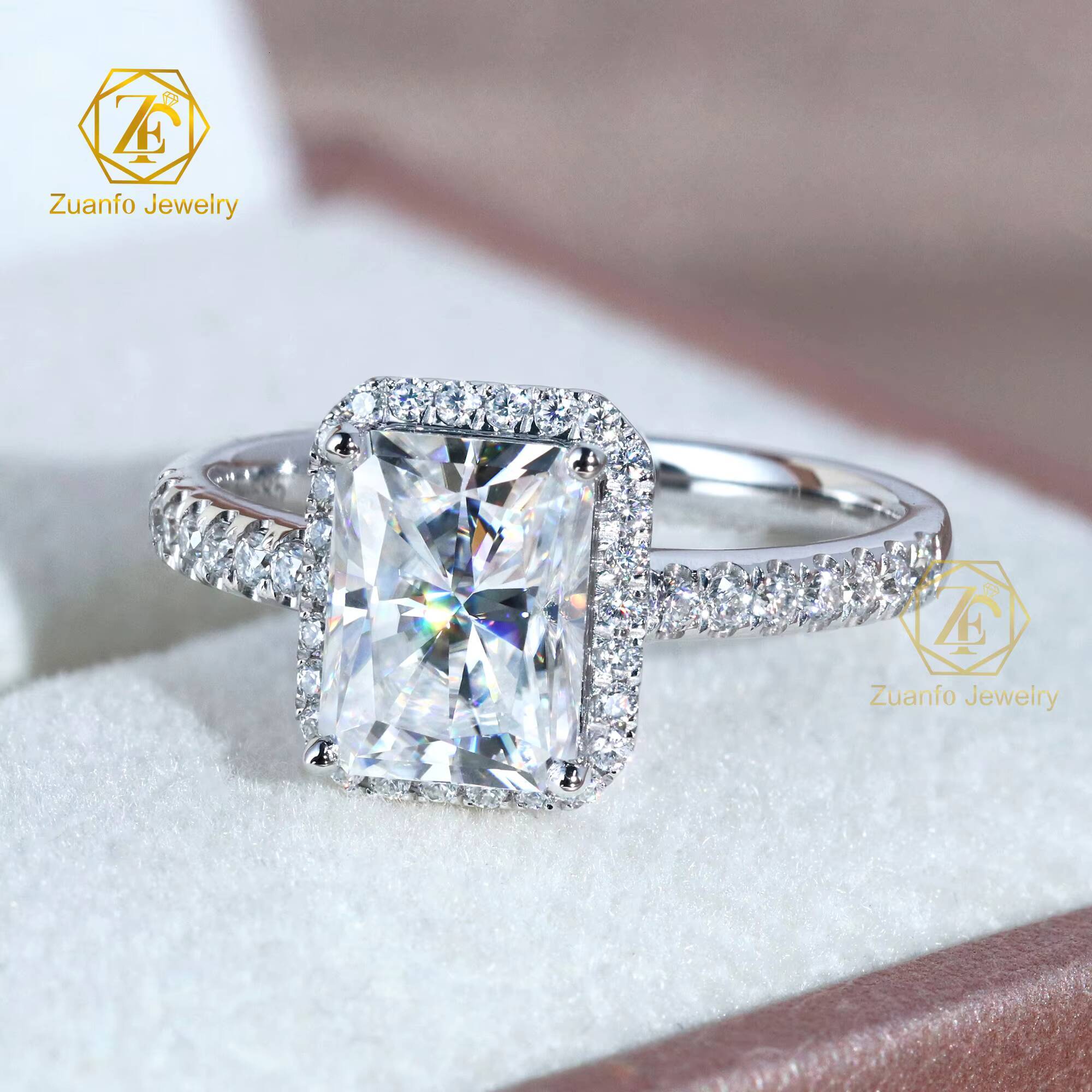 IGI Certified 3 Carats VS1 Radiant Cut Lab Grown Diamond Engagement Wedding Ring for Women 18K/14K Real Gold Jewelry