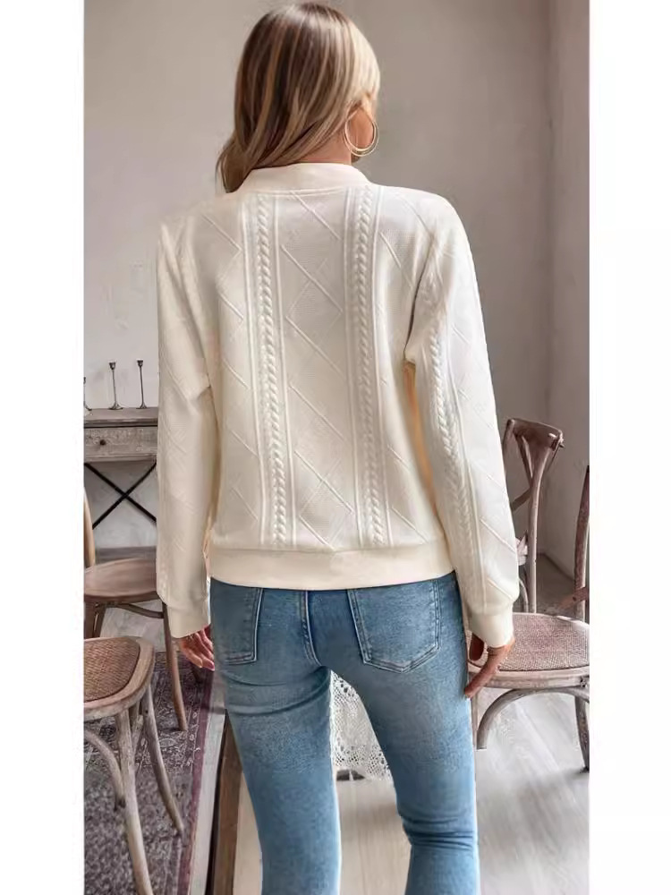 Women's blouse jacquard long-sleeved casual short jacket