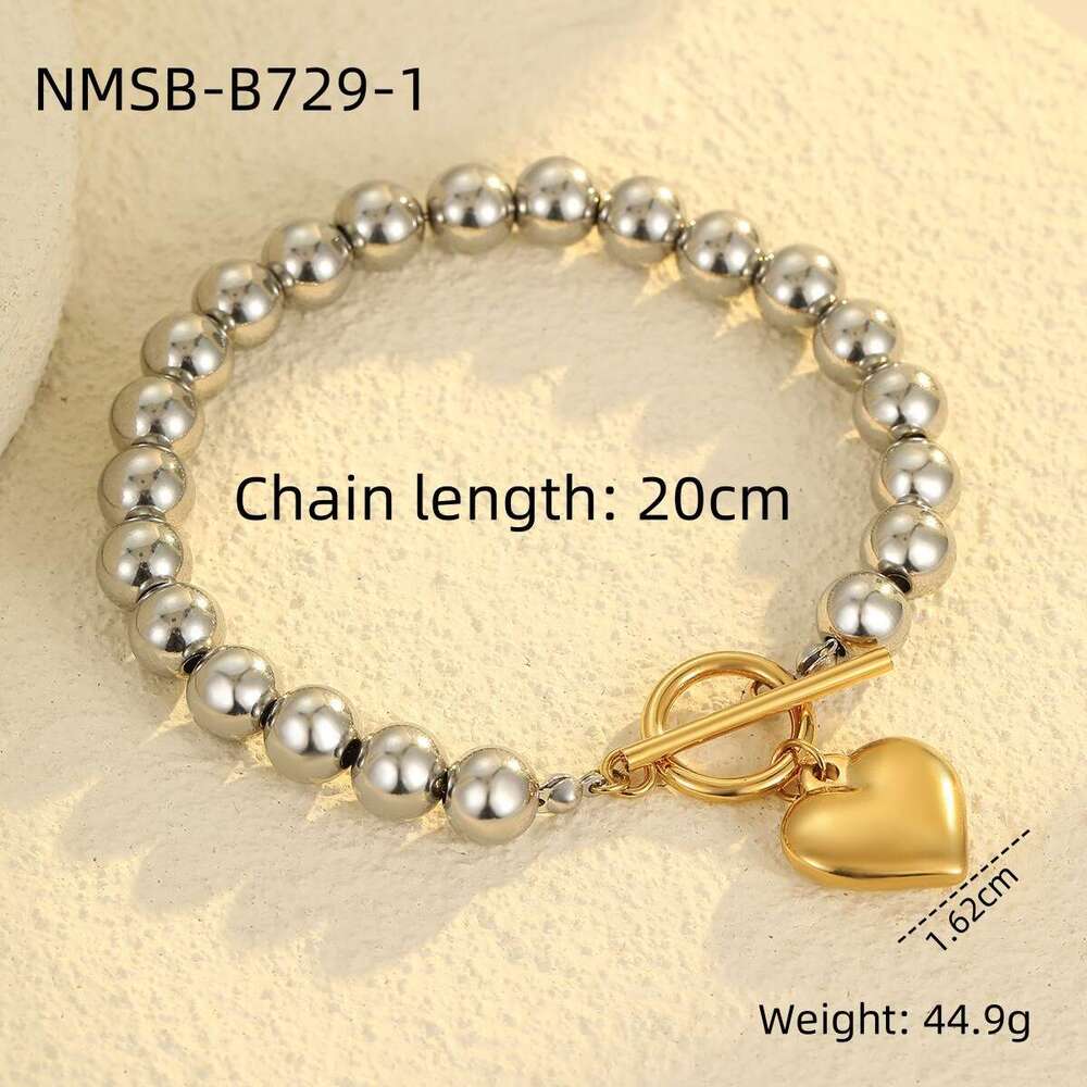 Woven Niche Pearl Three-Dimensional Heart Pendant Versatile Stainless Steel Bracelet for Women
