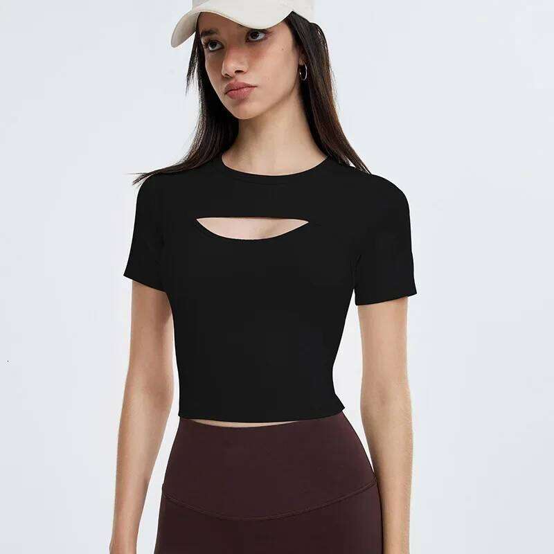 Women's Sports Yoga Tops Hollow Out Ultra High Stretch T-Shirt Short Sleeve Summer