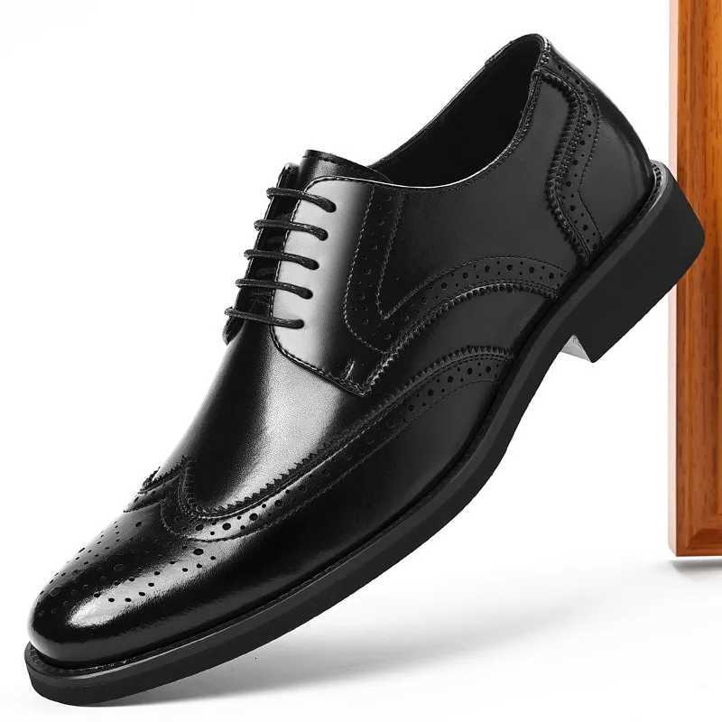 Classic Mens Formal Shoes Fion Casual Leather Shoe Brogue Shoes Cow Leather Business Dress Shoes for Men Wedding Shoe Y250730