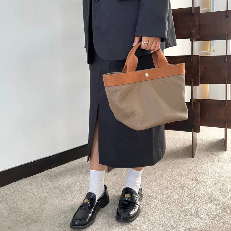 Genuine Leather Ladies Handbags Large Capacity Tote Brand Design New Bucket High-End Shoulder Women's Bags