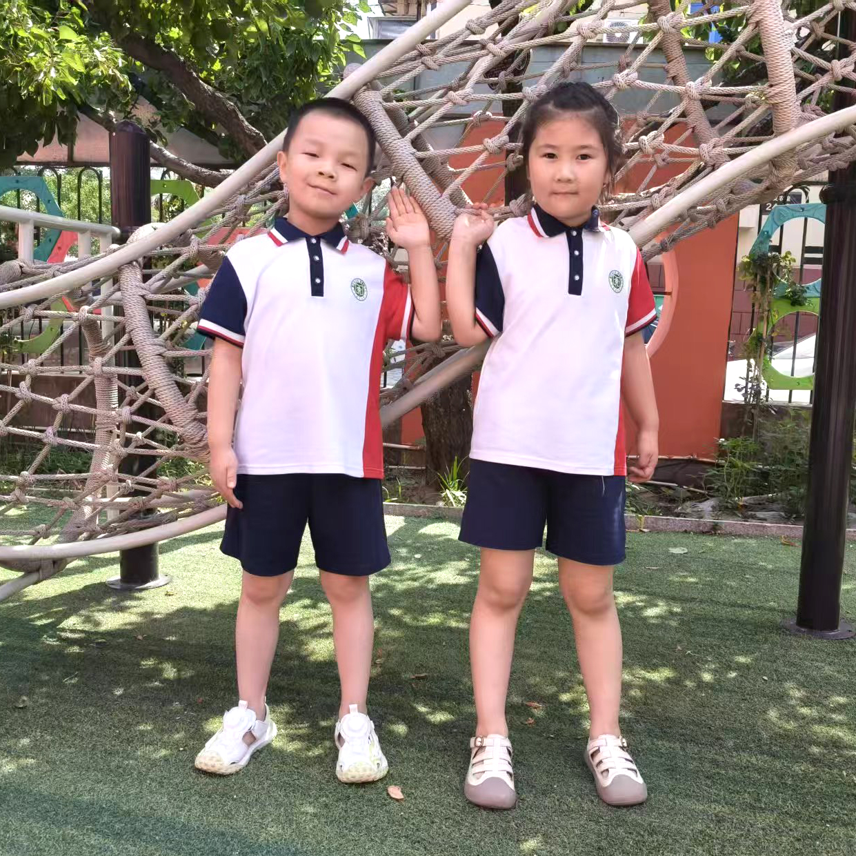 Manufacturer customized kindergarten primary school uniform polo shirt set for men and women's sportswear