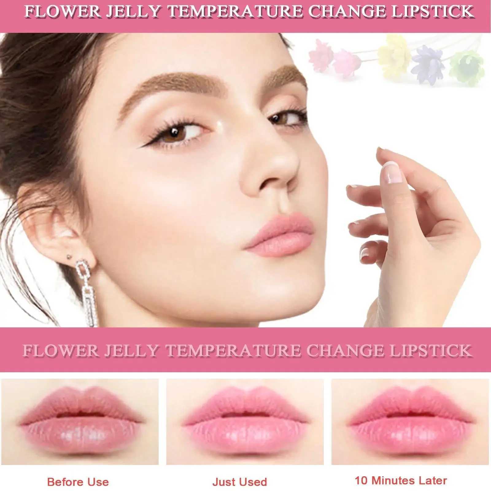 6pcs Crystal Clear Jelly Lip Gloss Set Long Lasting Moisturizing Color Changing Lipstick Pink Flower Cosmetic Kit G250729