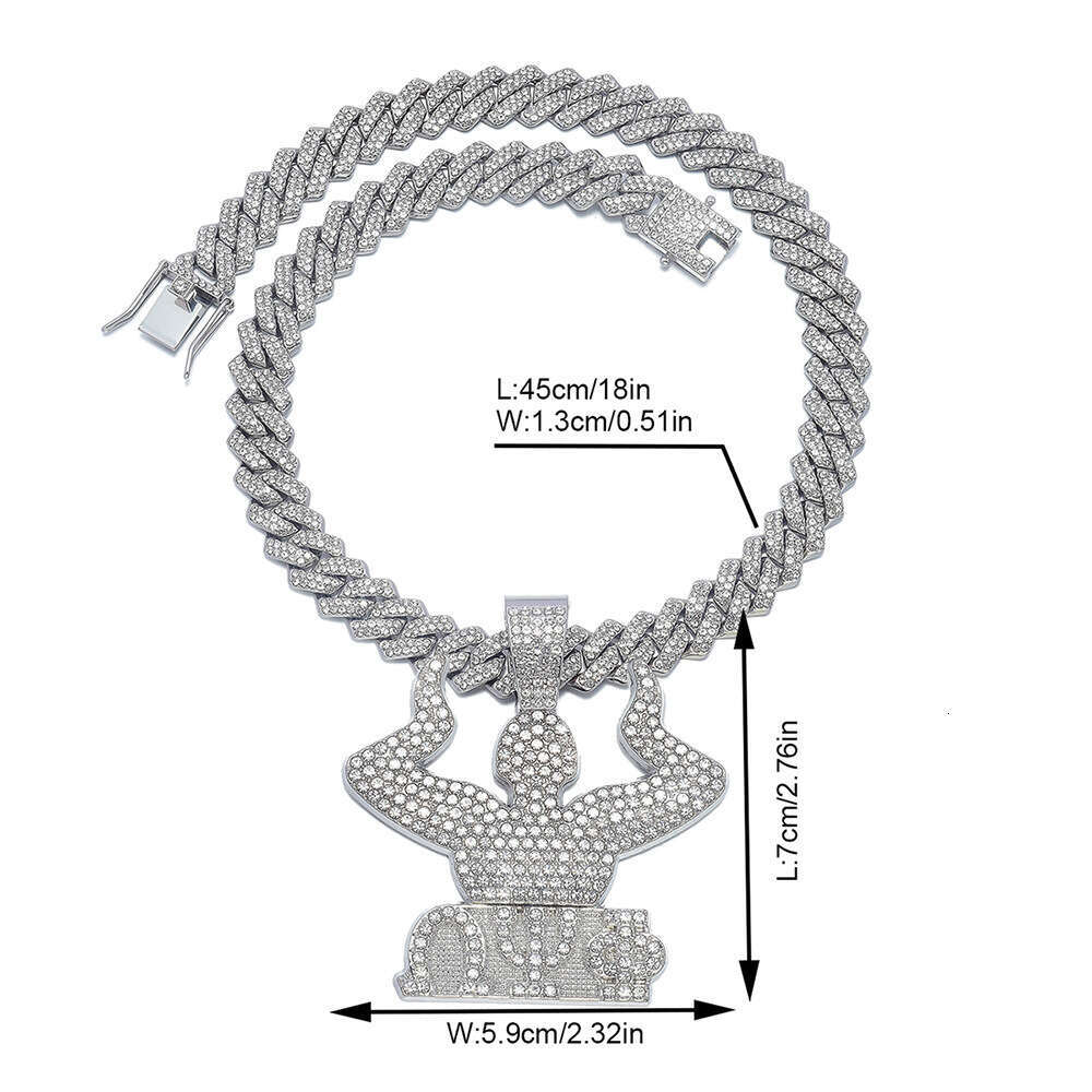 Hip Hop Pendant Cross Star Letter Smiley Face Personality Multi-Specification Alloy Rhinestone Cuban Special Chain