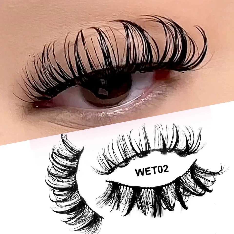 New Wet Spiky Lashes Makeup D Curl Russian Strip Fake Eyelashes Cosplay Natural Full Strip Lashes Supplies Z250730