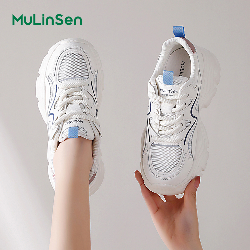Mulinsen Italian small sailboat dad shoes women's 2025 spring and summer new white shoes comfortable all-match casual shoes