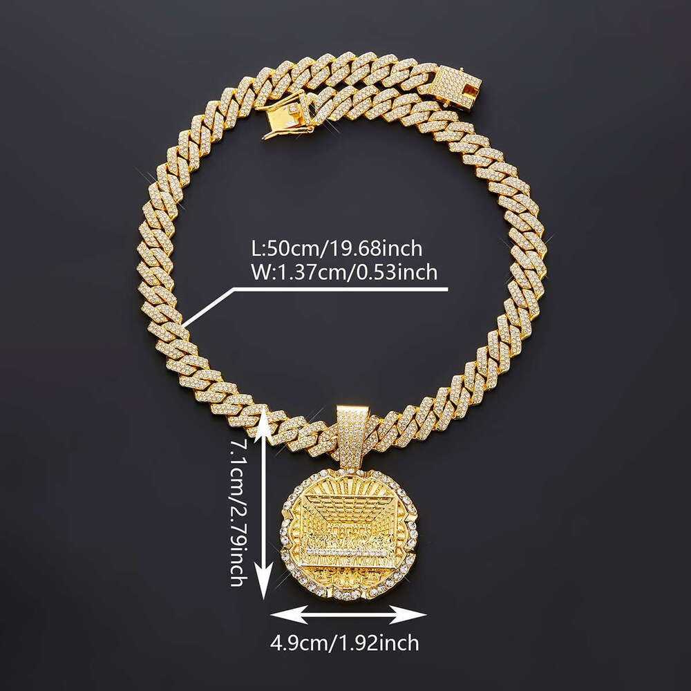 New Full Last Supper Pendant for Men and Women Alloy Design Sense Inlaid Dia Classic Cuban Necklace