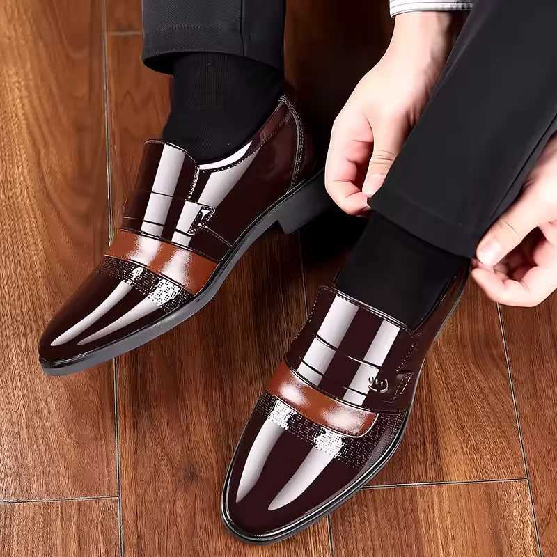 Mens casual leather shoes Mens casual leather shoes for business formal wear Fion multi-functional business and wedding shoes Y250731