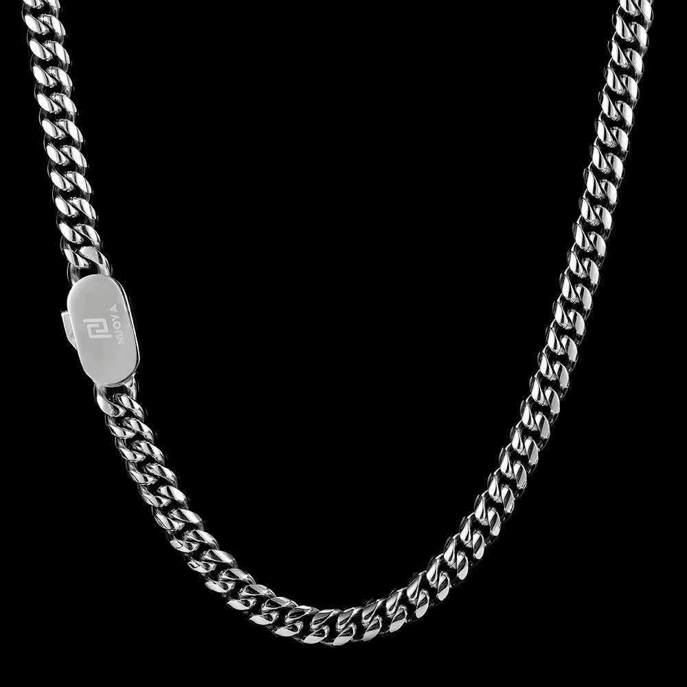 NUOYA 8mm Hip Hop Cuban Link Necklace Jewelry Customizable PVD Plated Stainless Steel Necklace for Men