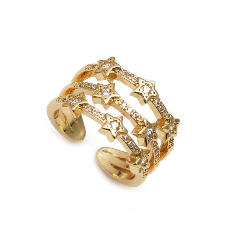 Minimalist Copper Gold-Plated Micro-Inlaid Zircon Korean and Japanese Style Butterfly Open Ring