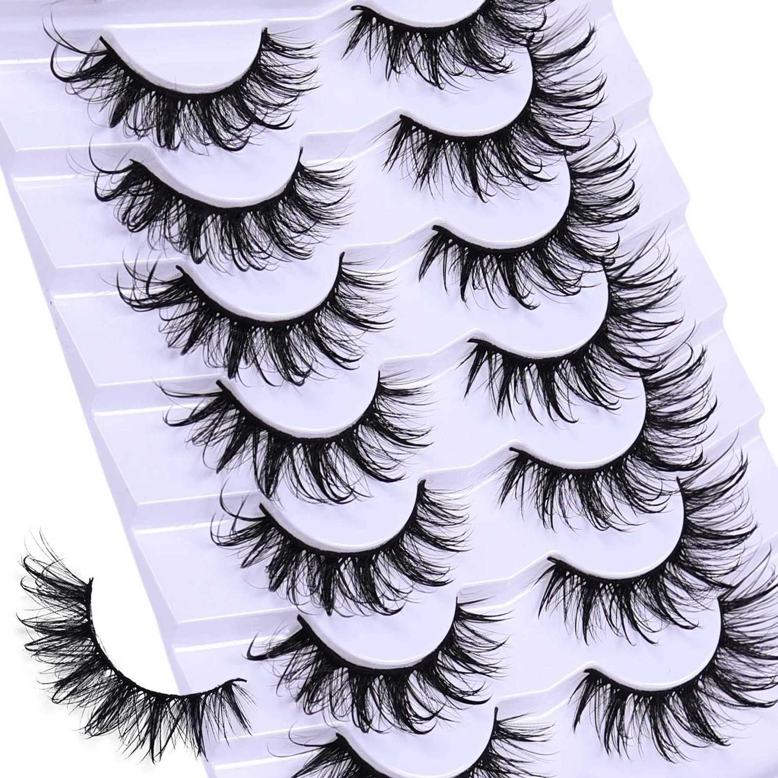 7 Pairs Wet Look Manga Lash Wispy D Curl Lashes Fake Lash Fluffy Fairy Cat False Lashes Spiky Tips Dramatic Fake Eyelashes Z250730