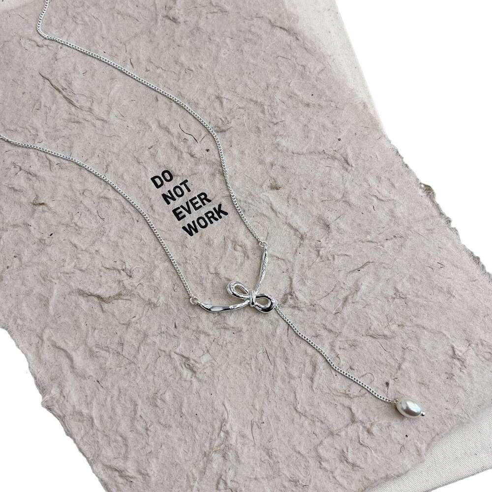 New Bow for Women Korean Light Niche Design Sense High-end Collarbone Chain French Style Elegant Simple Necklace 3b9