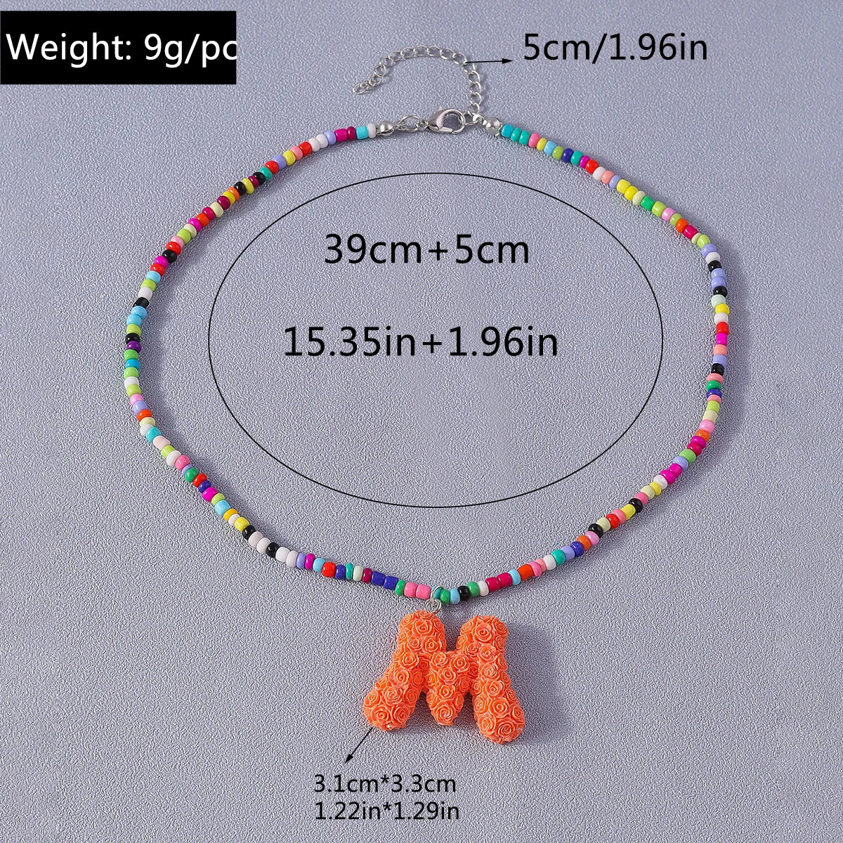 Fashion Candy Color Initial 26 Letters Alphabet A-Z Letter Necklace for Women Girls Beads Necklace Pendant Party Jewelry Gift 250729