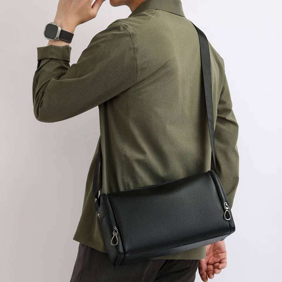 100% Genuine Cowhide Leather Handbags Large Capacity Men's Messenger Shoulder Bags For Man Travel Top-Notch Male Crossbody Bag