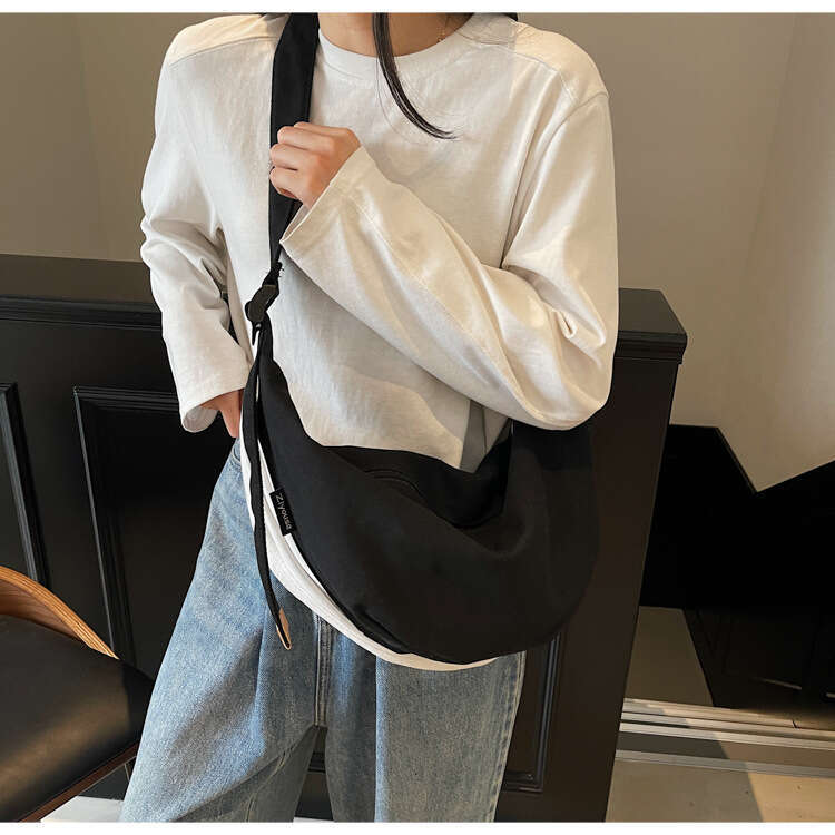 2024 Crossbody for Women Summer Design Versatile Student Canvas Underarm Simple Style Dumpling Bag