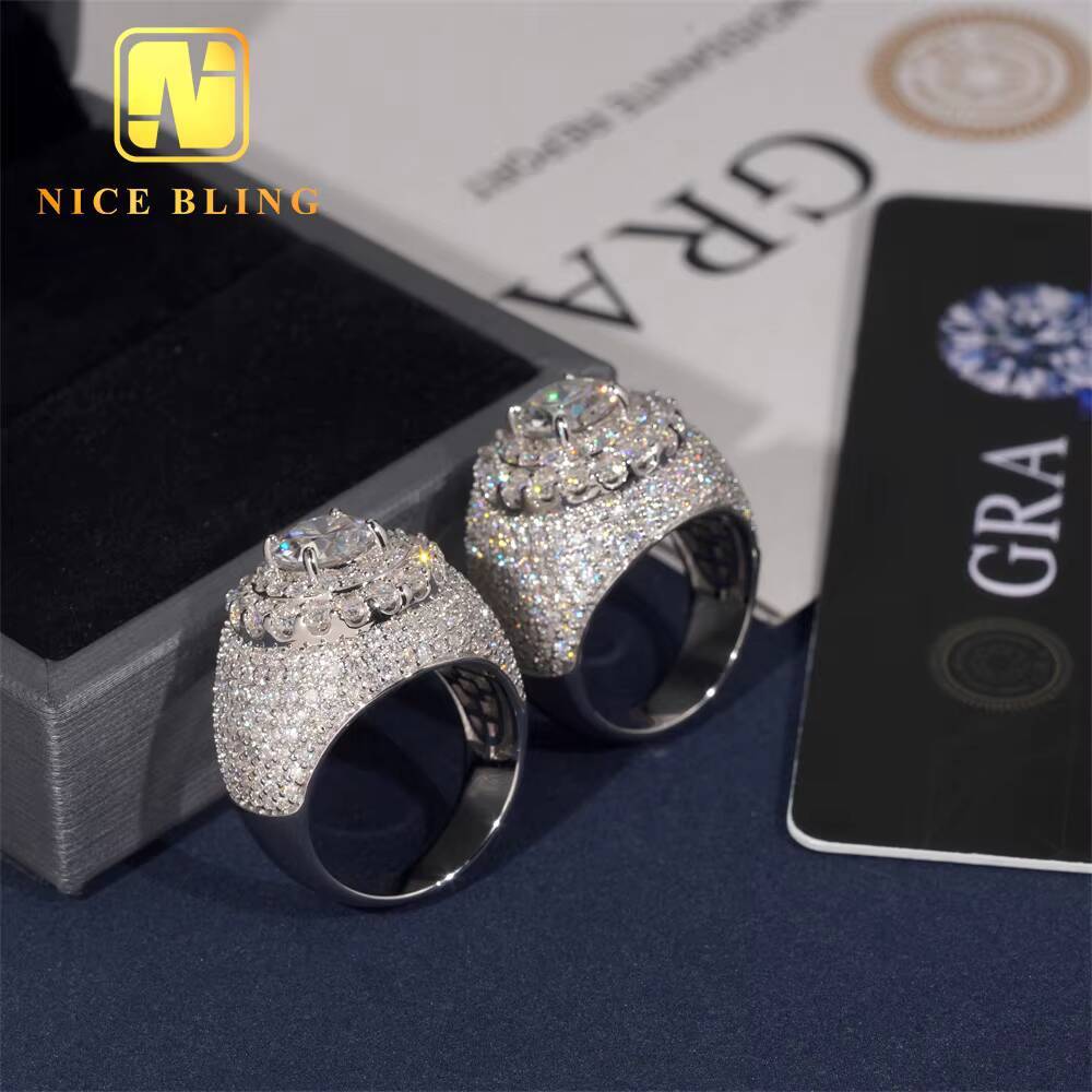 Pass Diamond Tester Iced Out Men Rings 925 Silver Fashion Moissanite Ring Hip Hop Fashion Jewelry Rings