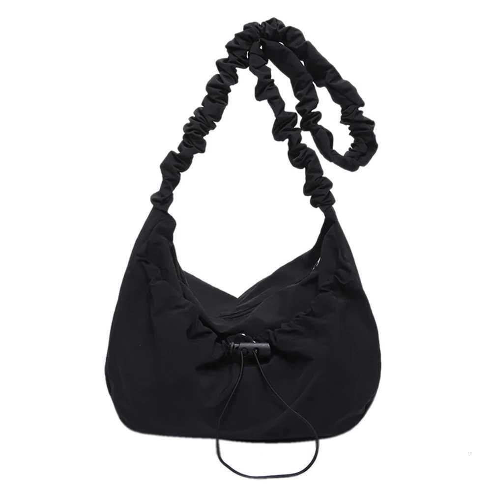 Women Pleated Crossbody Bag Adjustable Strap Drawstring Satchel Bag Large Capacity Cloud Drawstring Hobo Bag Ladies Outdoor Bag Y250729