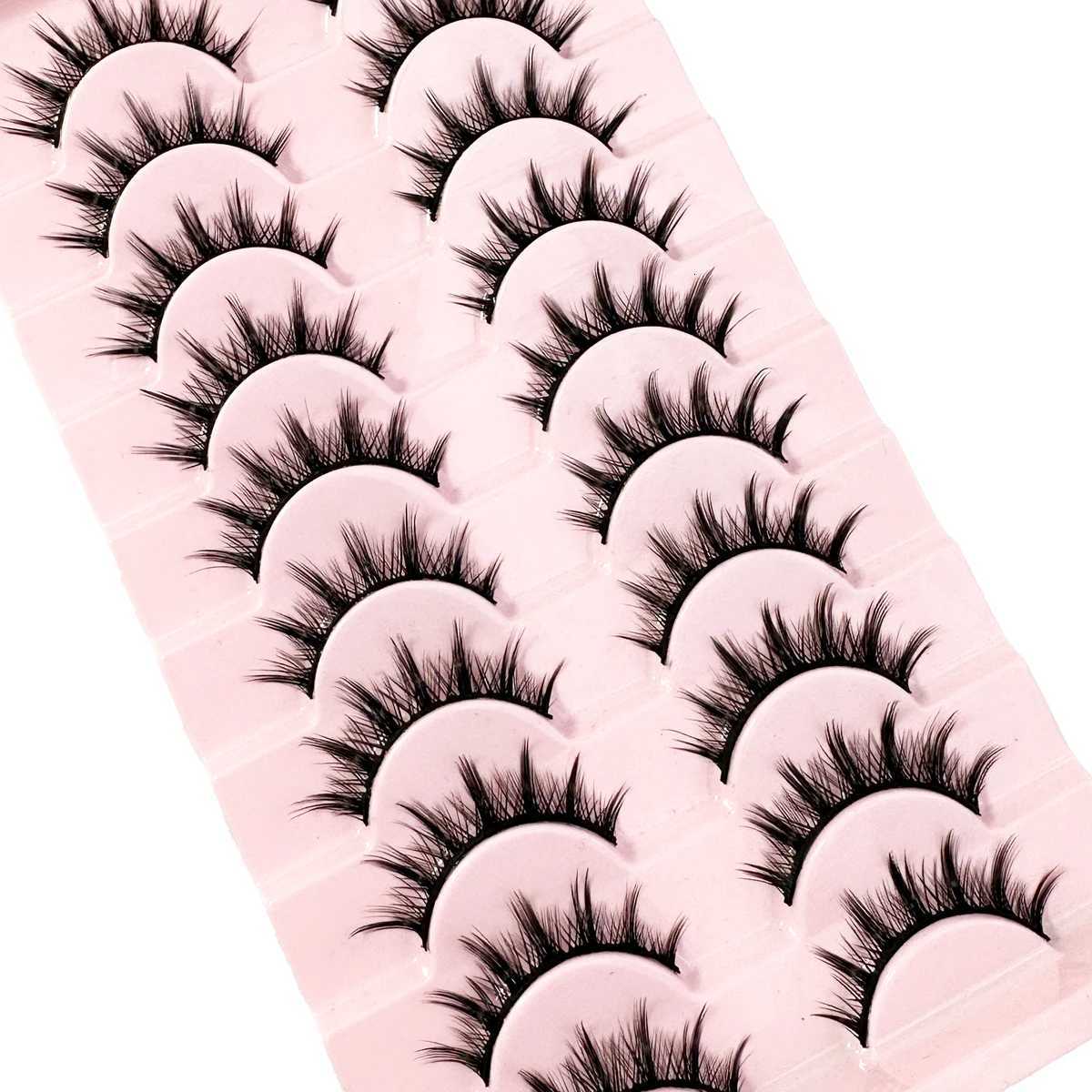 Natural Look False Eyelashes Anime Wispy Fluffy Spiky 3D Volume Eyelashes Pack Korean Japanese Asian Cosplay 10 Pairs Z250730