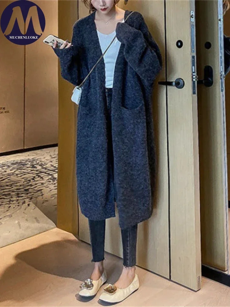 Womens Long Sleeve Knitted Cardigan Loose Sweater Casual Coats Autumn and Winter Clothing Fashion 250730