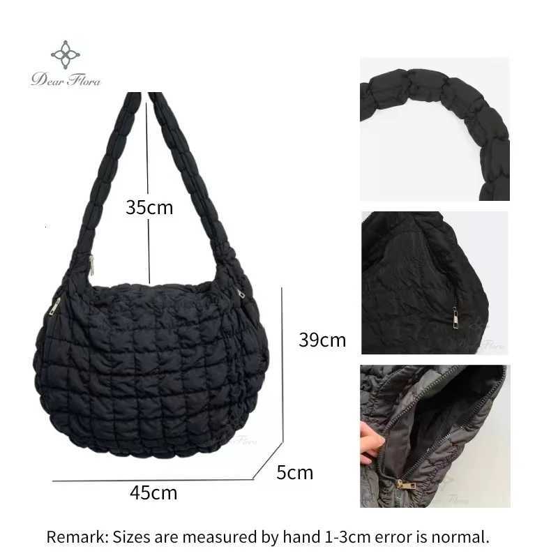 2K Style Casual Ruched Oversi Wen Shoder Bags Quilted Padded Crossbody Bag Large Capacity Nyl Tote Big Shopper Purses Y250730