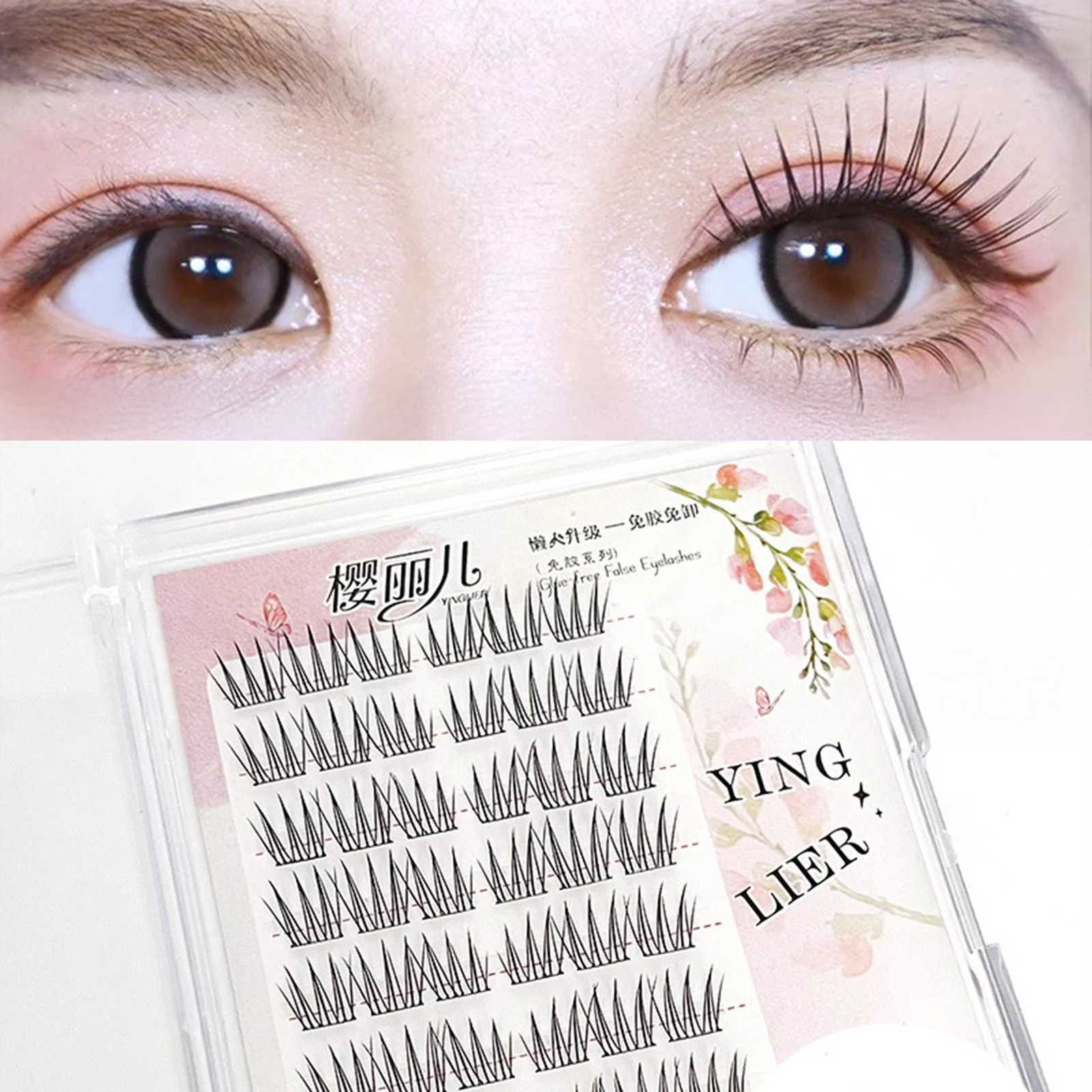 No Glue Needed Korean False Eyelashes C Curl Natural Wispy Lash Extension Segmented Manga Anime False Eyelashes Z250730