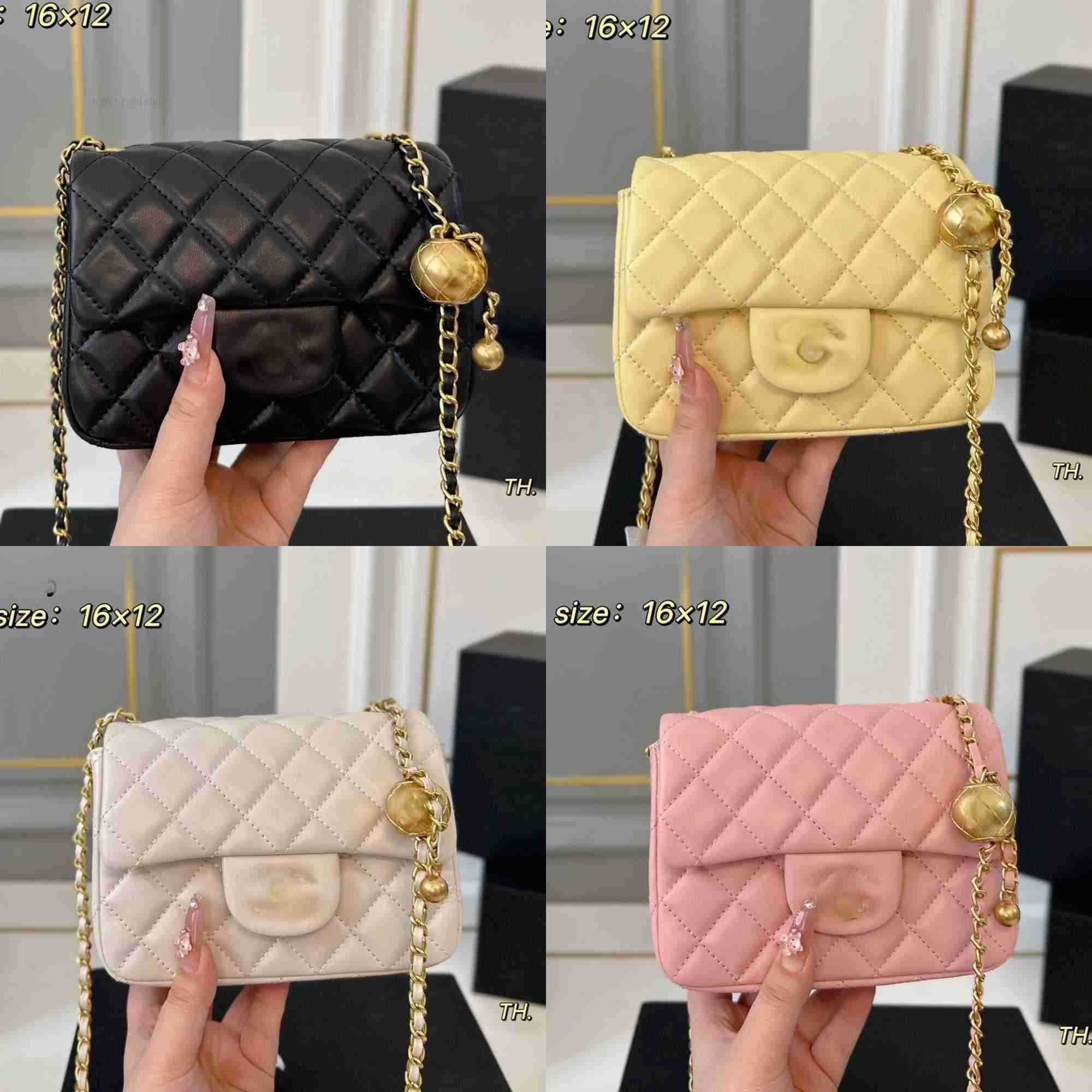 New 2025 Color Designer Shopping chananll Crossbody Diamond Lattice Soft Shoulder Bag Gold Ball Woc Chain Flap Leather Cowhide Hasp Belts Handle Bags 17cm
