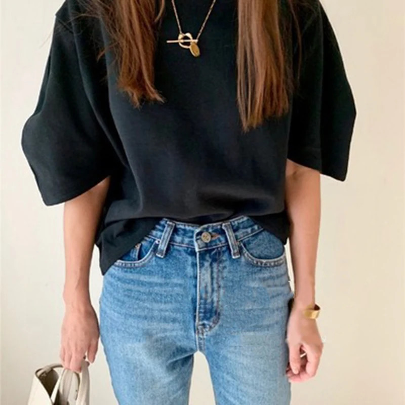 Cotton 2024 Summer T Shirt Women Elasticity Woman Clothes Oversize Tops Pink White Tshirt Loose Maxi Female Short Sleeve Tee 250724