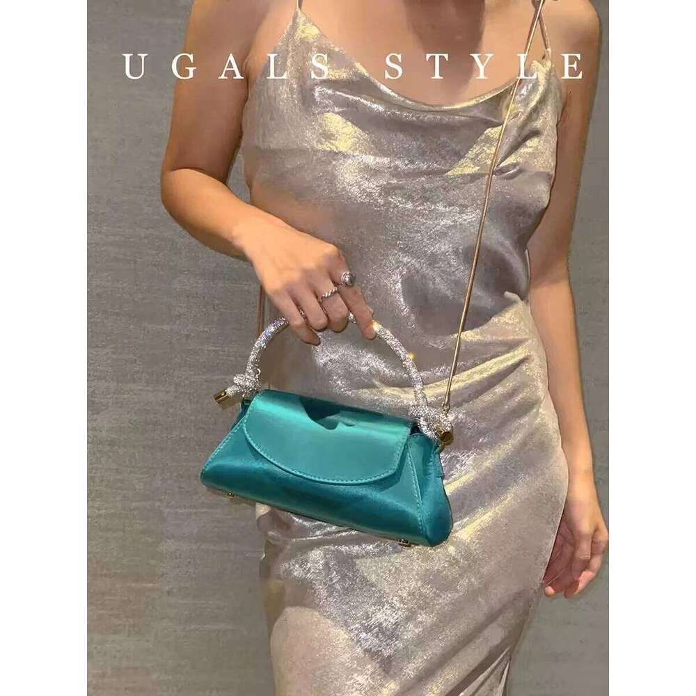 Fashion Women's Handbag Satin Square Glitter Shiny Dia Handle Evening Wedding Party Clutch Purse Shoulder Bag