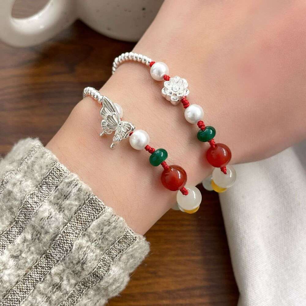 Duobao Small Lotus Fragment Sier for Women New Niche Simple Artistic High-Value Woven Bracelet e14